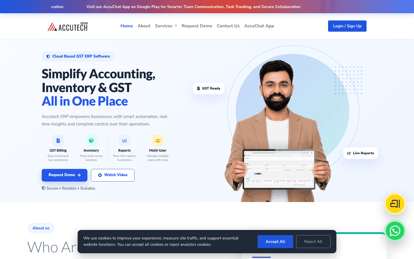Accutech ERP official website screenshot