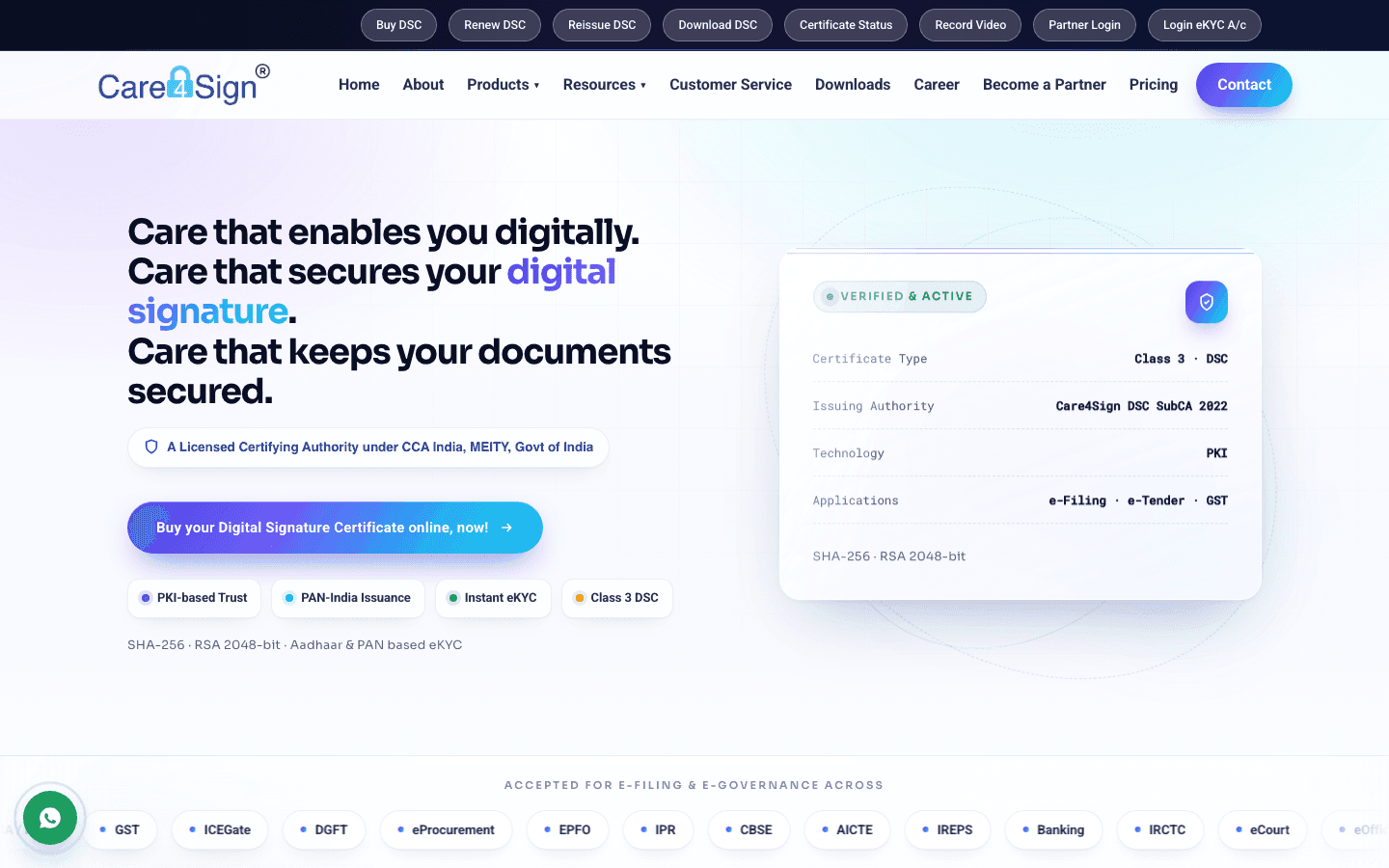 Care 4 Sign official website screenshot