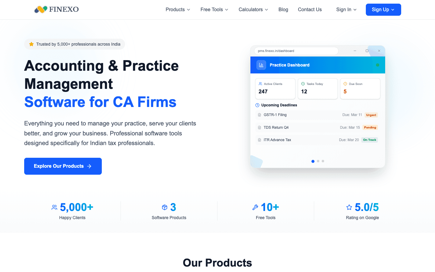 Finexo official website screenshot