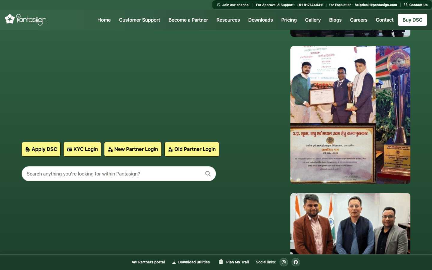 Panta Sign official website screenshot