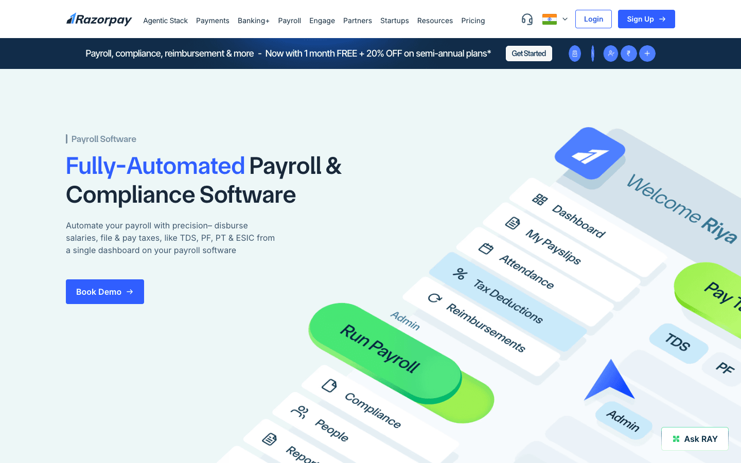 RazorpayX Payroll official website screenshot