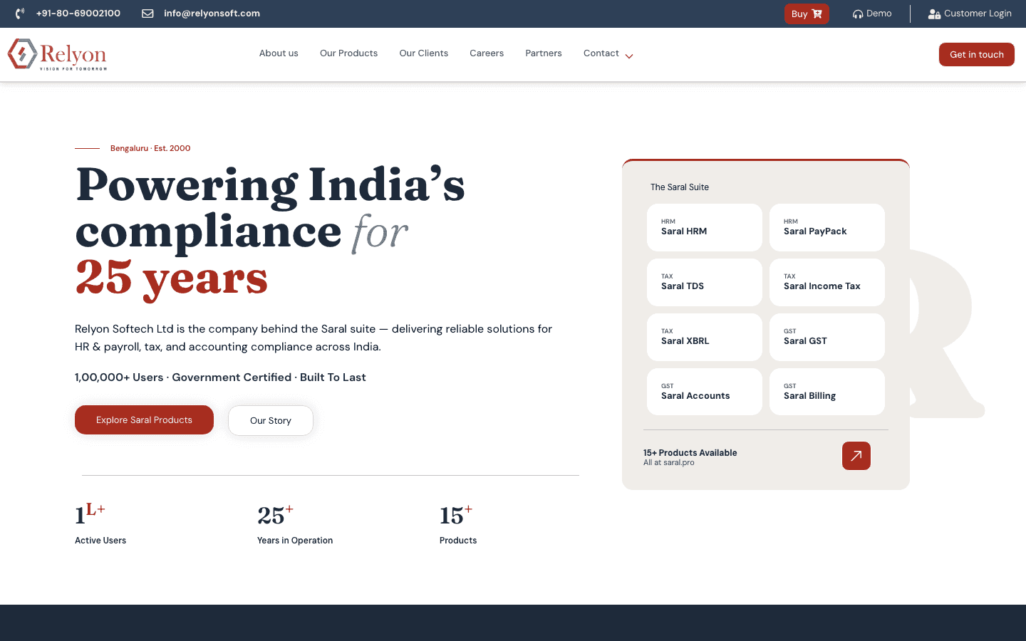 Saral Accounts official website screenshot