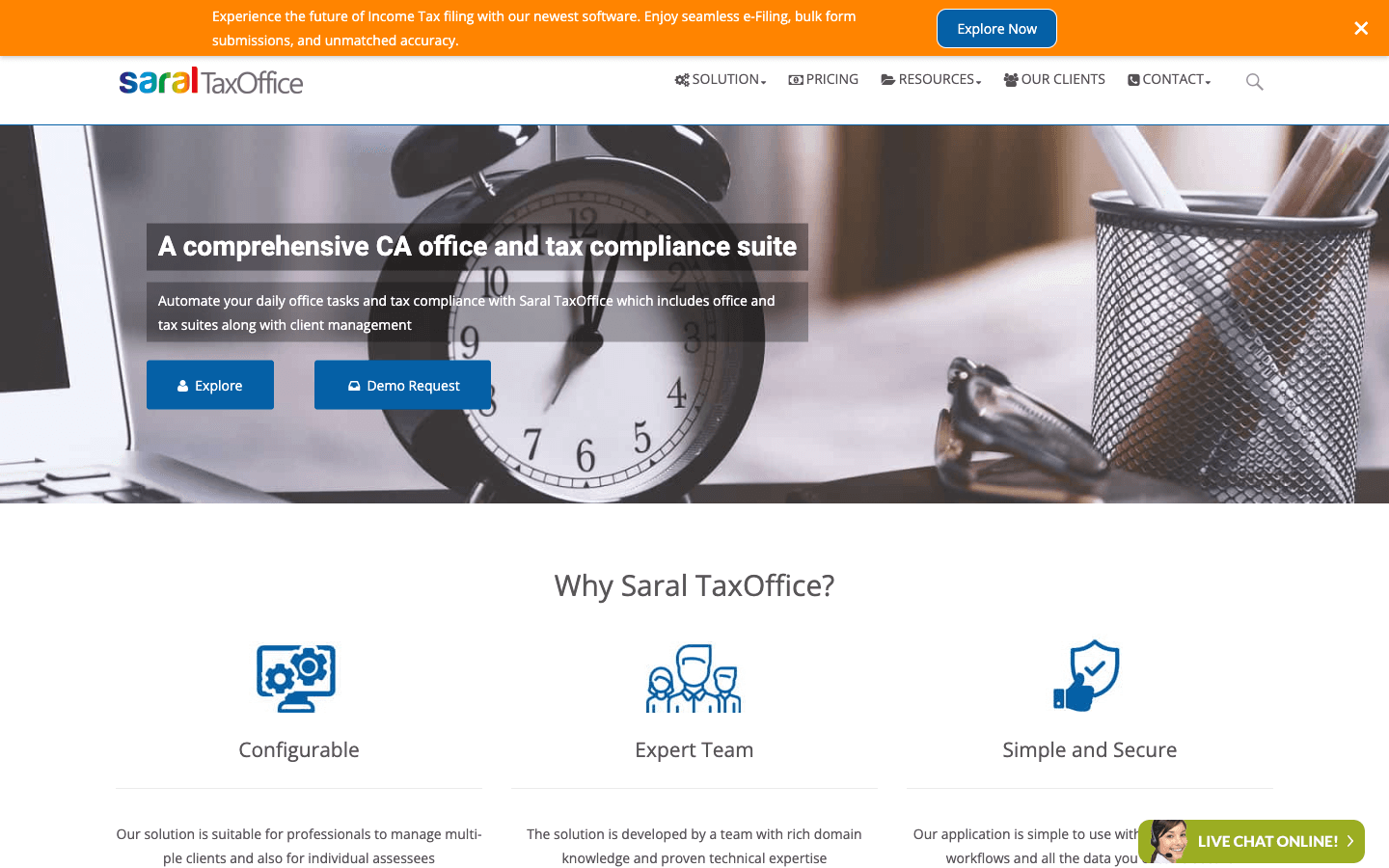Saral IncomeTax official website screenshot