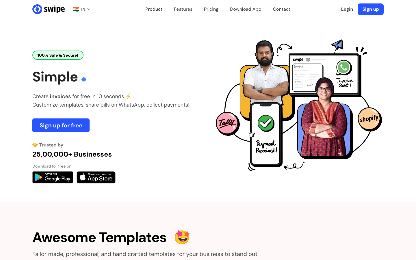 Swipe official website screenshot