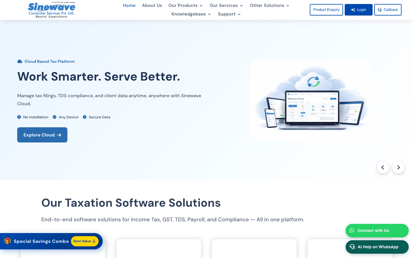Taxbase Pro (Sinewave) official website screenshot
