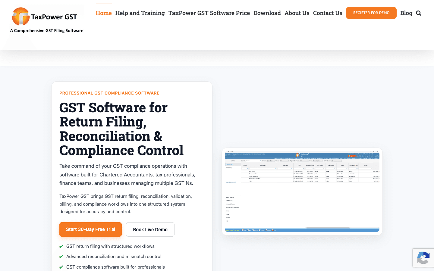 TaxPower GST (Micropro) official website screenshot