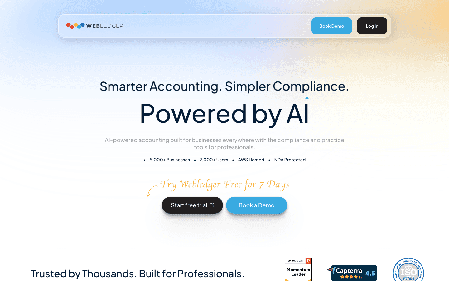 Webledger official website screenshot