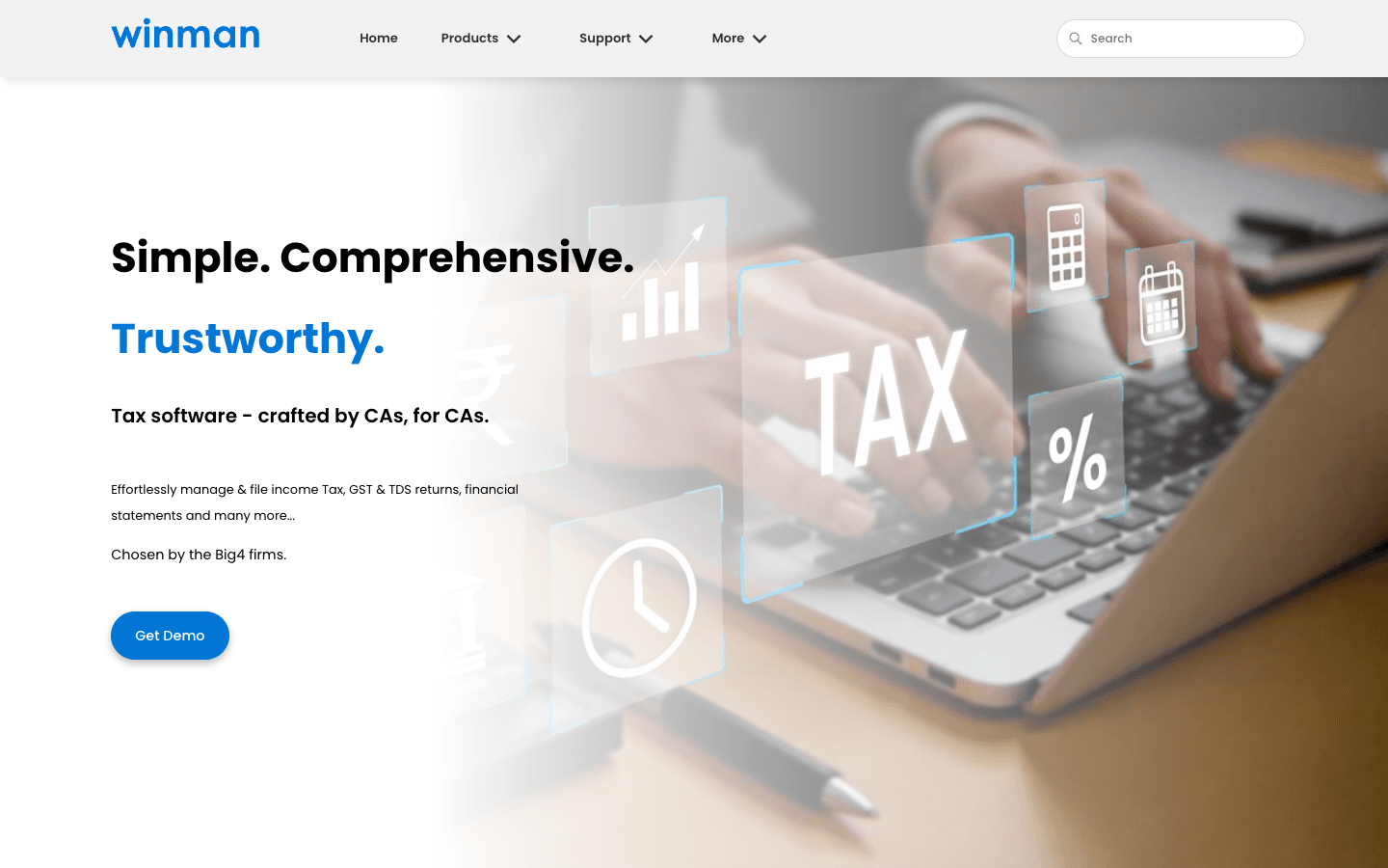Winman CA-ERP (Income Tax) official website screenshot